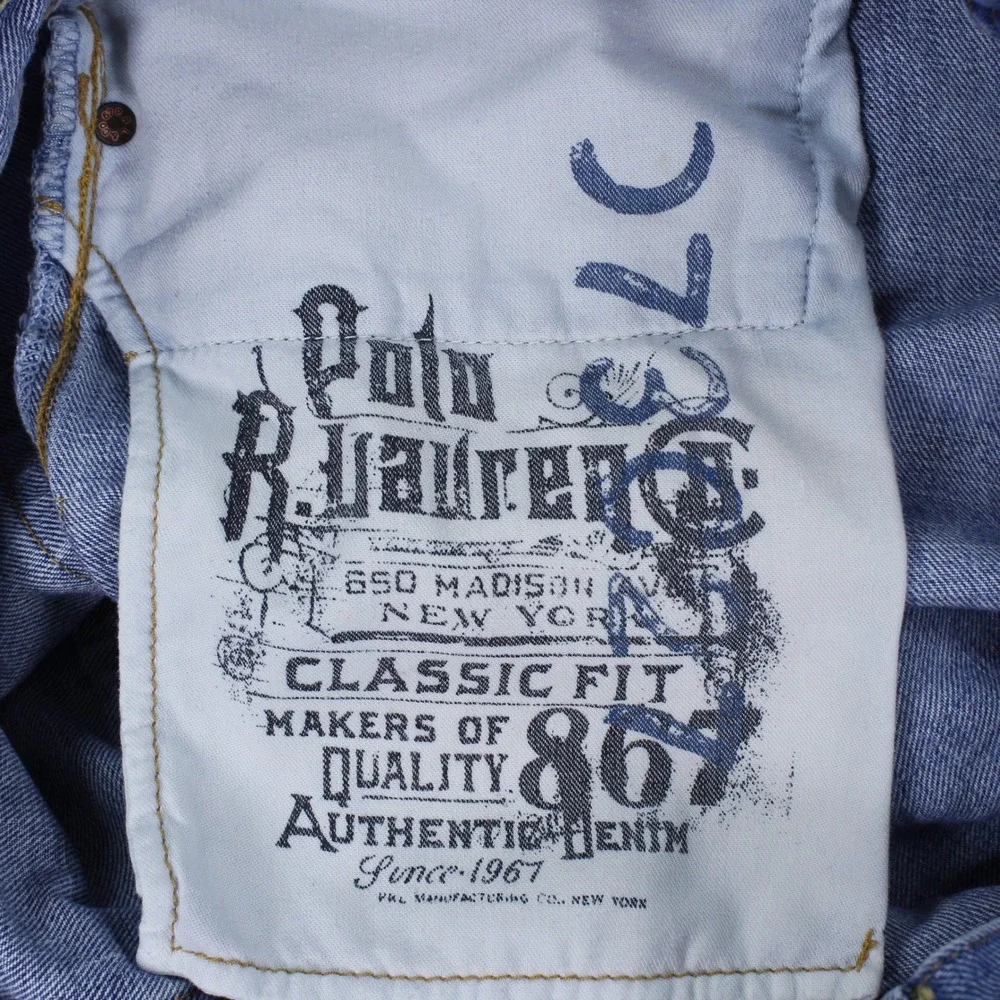 Polo Ralph Lauren 867 Classic Fit Jeans Mens 38x32 Medium Wash Distressed Hem